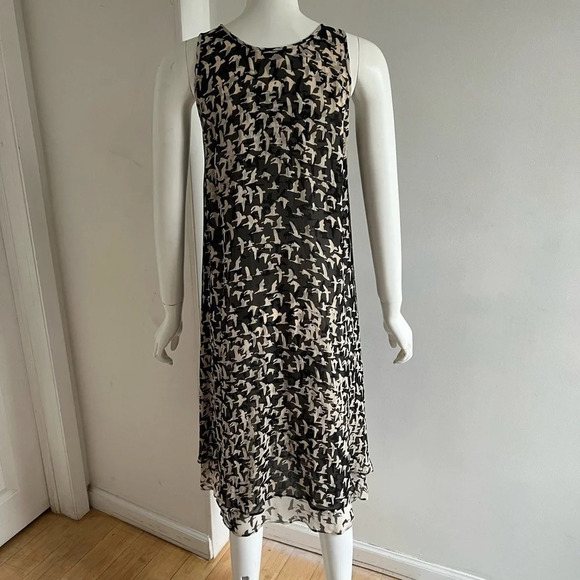 Women's Calypso St. Barth Size S Black White Silk Midi Dress Boho Coastal - Picture 4 of 10